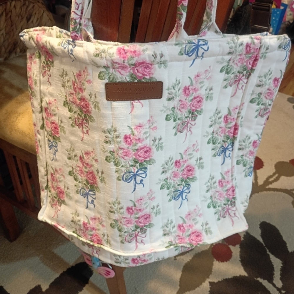 Laura Ashley Pink and Blue Floral Tote